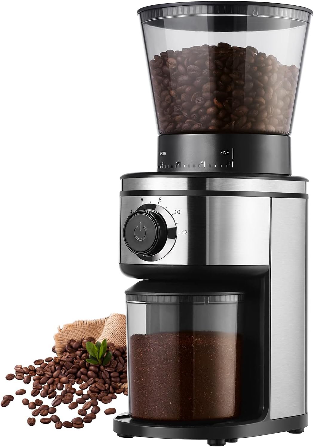 Ollygrin 30-setting electric conical burr coffee grinder for espresso and filter coffee