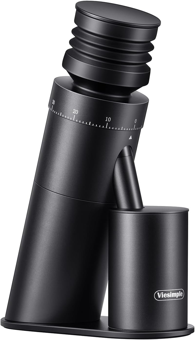 Viesimple Gen 4 single-dose 48 mm conical burr espresso grinder in black