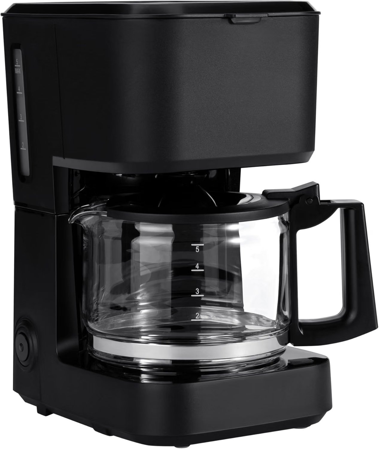 Amazon Basics 5-cup drip coffee maker with glass pot for a very small office