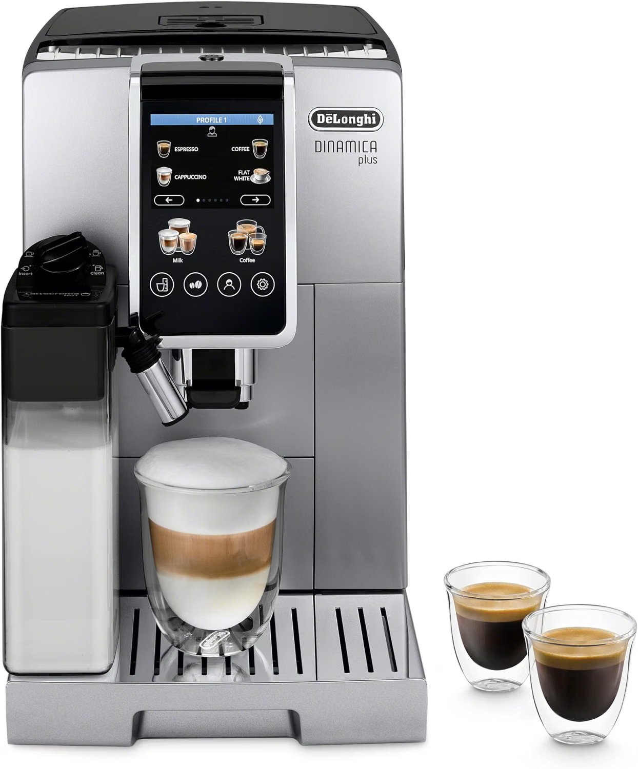 DeLonghi Dinamica Plus fully automatic espresso machine with LatteCrema milk system