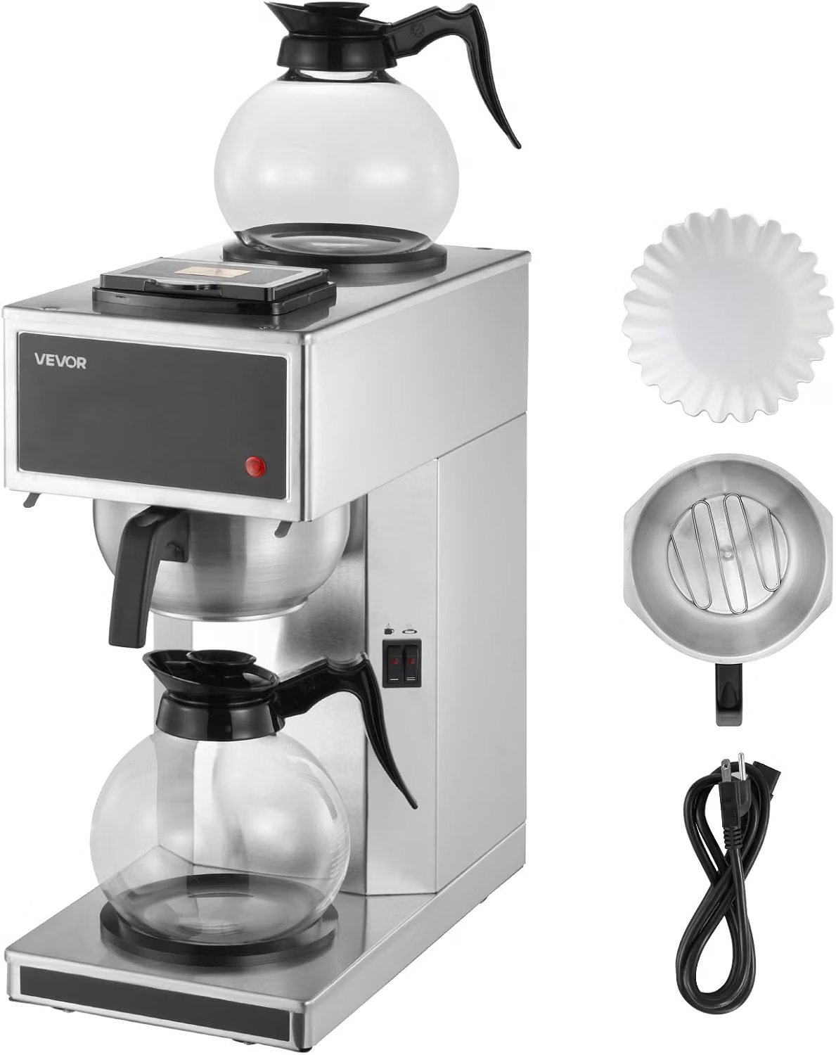 VEVOR 12-cup commercial drip coffee brewer with multiple decanter warming plates