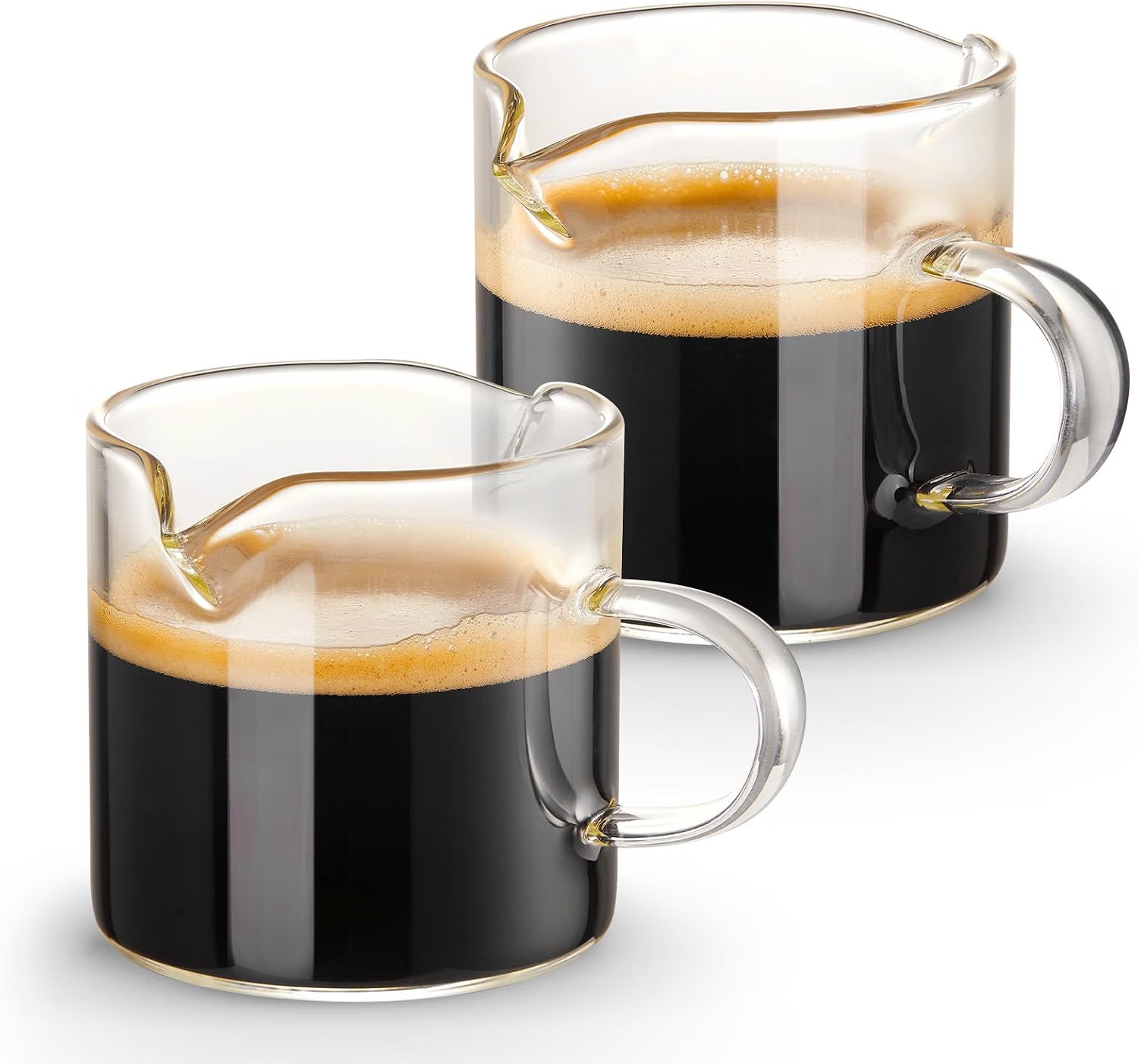 Qipecedm 4 oz clear glass espresso shot cups with handles and double spouts
