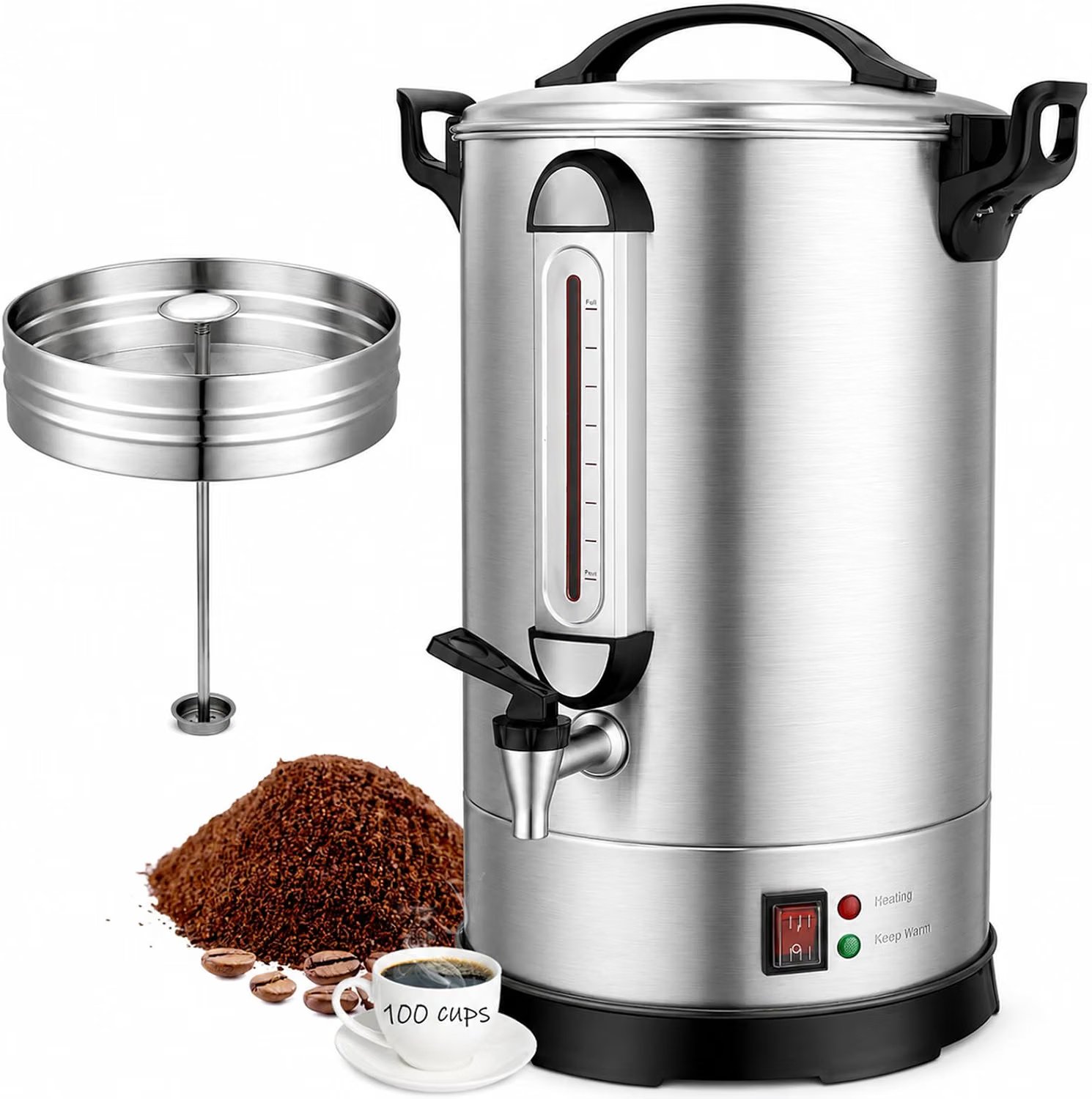 100-cup commercial stainless steel coffee urn for catering church and large events