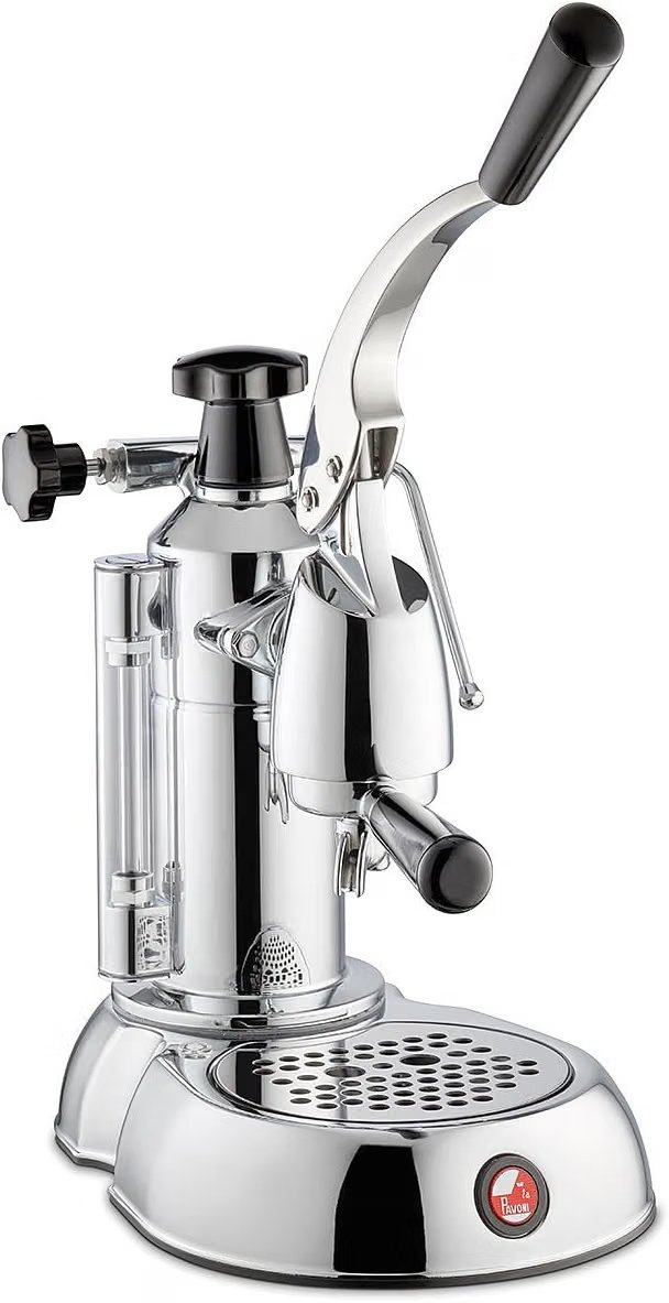 La Pavoni PSW-16 Stradivari chrome lever espresso machine with wood handles